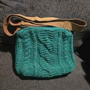 Panache Apparel | Green Cable Knit Crossbody Purse
